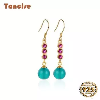 Танциз стерлингового серебра 925 пробы циркон серьги серьги-капли для женщин подарки на свадьбу