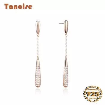 Танциз стерлингового серебра 925 пробы циркон серьги серьги-капли для женщин подарки на свадьбу