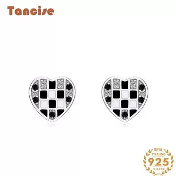 Танциз стерлингового серебра 925 пробы циркон серьги серьги-капли для женщин подарки на свадьбу белый/чёрный