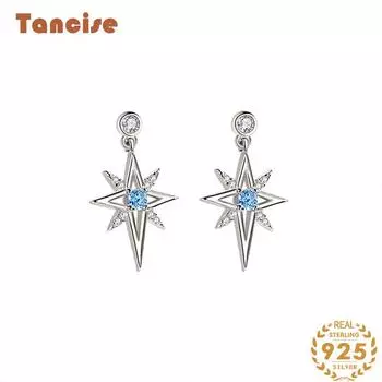 Танциз стерлингового серебра 925 пробы циркон серьги серьги-капли для женщин подарки на свадьбу серебряный