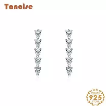 Танциз стерлингового серебра 925 пробы циркон серьги серьги-капли для женщин подарки на свадьбу серебряный