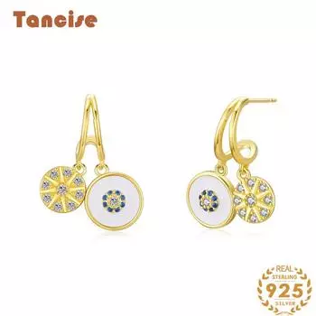 Танциз стерлингового серебра 925 пробы циркон серьги серьги-капли для женщин подарки на свадьбу золотой