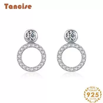 Танциз стерлингового серебра 925 пробы циркон серьги серьги-капли для женщин подарки на свадьбу серебряный
