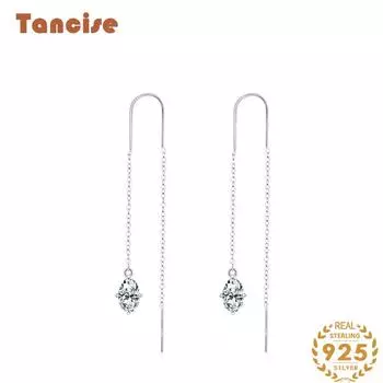 Танциз стерлингового серебра 925 пробы циркон серьги серьги-капли для женщин подарки на свадьбу серебряный