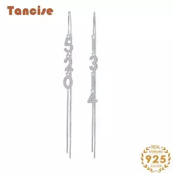 Танциз стерлингового серебра 925 пробы циркон серьги серьги-капли для женщин подарки на свадьбу серебряный