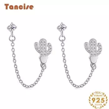 Танциз стерлингового серебра 925 пробы циркон серьги серьги-капли для женщин подарки на свадьбу серебряный