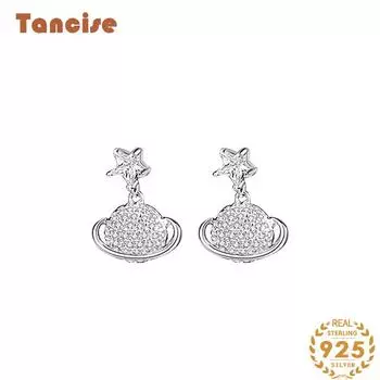 Танциз стерлингового серебра 925 пробы циркон серьги серьги-капли для женщин подарки на свадьбу серебряный