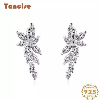 Танциз стерлингового серебра 925 пробы циркон серьги серьги-капли для женщин подарки на свадьбу серебряный