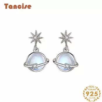 Танциз стерлингового серебра 925 пробы циркон серьги серьги-капли для женщин подарки на свадьбу серебряный