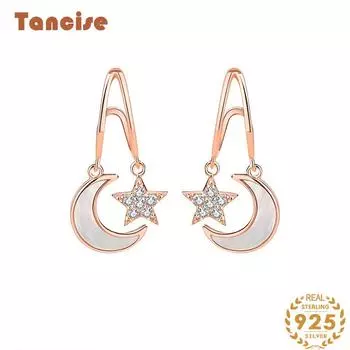 Танциз стерлингового серебра 925 пробы циркон серьги серьги-капли для женщин подарки на свадьбу серебряный