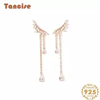 Танциз стерлингового серебра 925 пробы циркон серьги серьги-капли для женщин подарки на свадьбу серебряный