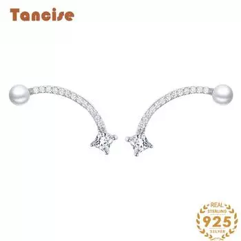 Танциз стерлингового серебра 925 пробы циркон серьги серьги-капли для женщин подарки на свадьбу серебряный