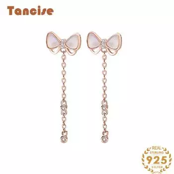 Танциз стерлингового серебра 925 пробы циркон серьги серьги-капли для женщин подарки на свадьбу серебряный