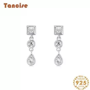Танциз стерлингового серебра 925 пробы циркон серьги серьги-капли для женщин подарки на свадьбу серебряный