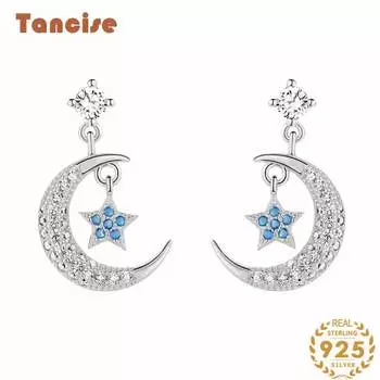 Танциз стерлингового серебра 925 пробы циркон серьги серьги-капли для женщин подарки на свадьбу серебряный