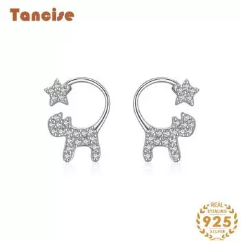Танциз стерлингового серебра 925 пробы циркон серьги серьги-капли для женщин подарки на свадьбу серебряный