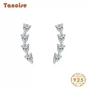Танциз стерлингового серебра 925 пробы циркон серьги серьги-капли для женщин подарки на свадьбу серебряный