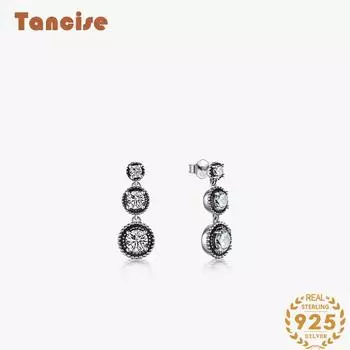 Танциз стерлингового серебра 925 пробы циркон серьги серьги-капли для женщин подарки на свадьбу