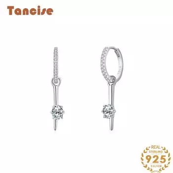 Танциз стерлингового серебра 925 пробы циркон серьги серьги-капли для женщин подарки на свадьбу серебряный