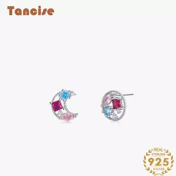 Танциз стерлингового серебра 925 пробы циркон серьги серьги-капли для женщин подарки на свадьбу разноцветный