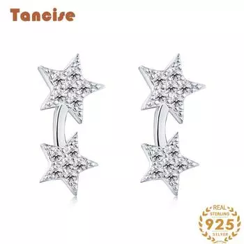 Танциз стерлингового серебра 925 пробы циркон серьги серьги-капли для женщин подарки на свадьбу серебряный