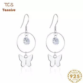 Танциз стерлингового серебра 925 пробы циркон серьги серьги-капли для женщин подарки на свадьбу серебряный