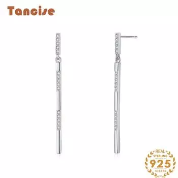 Танциз стерлингового серебра 925 пробы циркон серьги серьги-капли для женщин подарки на свадьбу серебряный