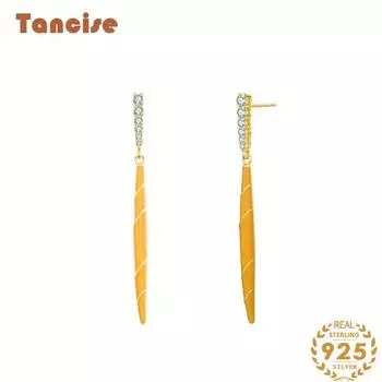 Танциз стерлингового серебра 925 пробы циркон серьги серьги-капли для женщин подарки на свадьбу золотой