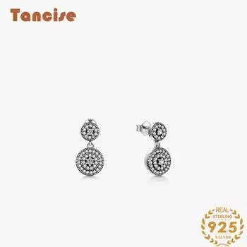 Танциз стерлингового серебра 925 пробы циркон серьги серьги-капли для женщин подарки на свадьбу