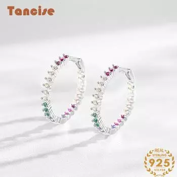 Танциз стерлингового серебра 925 пробы циркон серьги серьги-капли для женщин подарки на свадьбу разноцветный