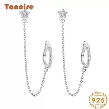 Танциз стерлингового серебра 925 пробы циркон серьги серьги-капли для женщин подарки на свадьбу серебряный