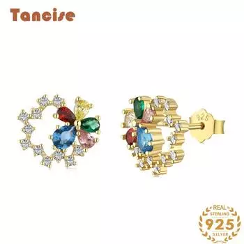 Танциз стерлингового серебра 925 пробы циркон серьги серьги-капли для женщин подарки на свадьбу серебряный