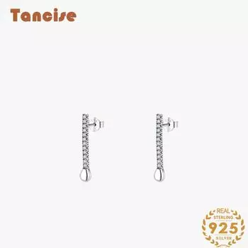 Танциз стерлингового серебра 925 пробы циркон серьги серьги-капли для женщин подарки на свадьбу серебряный