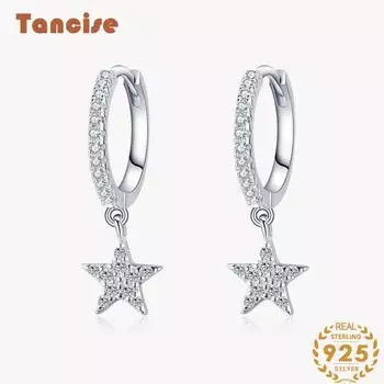 Танциз стерлингового серебра 925 пробы циркон серьги серьги-капли для женщин подарки на свадьбу серебряный