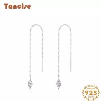 Танциз стерлингового серебра 925 пробы циркон серьги серьги-капли для женщин подарки на свадьбу серебряный