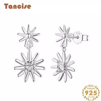 Танциз стерлингового серебра 925 пробы циркон серьги серьги-капли для женщин подарки на свадьбу серебряный