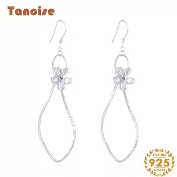 Танциз стерлингового серебра 925 пробы циркон серьги серьги-капли для женщин подарки на свадьбу серебряный