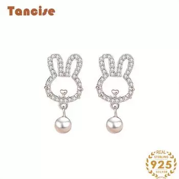 Танциз стерлингового серебра 925 пробы циркон серьги серьги-капли для женщин подарки на свадьбу серебряный