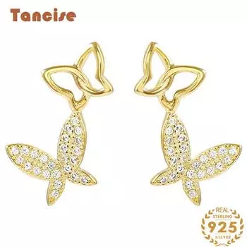 Танциз стерлингового серебра 925 пробы циркон серьги серьги-капли для женщин подарки на свадьбу золотой