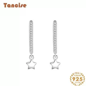 Танциз стерлингового серебра 925 пробы циркон серьги серьги-капли для женщин подарки на свадьбу серебряный