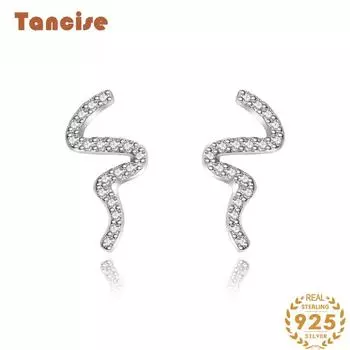 Танциз стерлингового серебра 925 пробы циркон серьги серьги-капли для женщин подарки на свадьбу серебряный