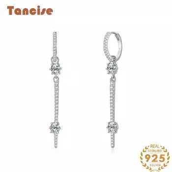 Танциз стерлингового серебра 925 пробы циркон серьги серьги-капли для женщин подарки на свадьбу серебряный