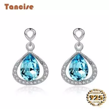Танциз стерлингового серебра 925 пробы циркон серьги серьги-капли для женщин подарки на свадьбу