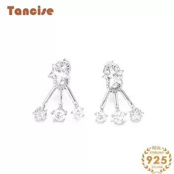 Танциз стерлингового серебра 925 пробы циркон серьги серьги-капли для женщин подарки на свадьбу серебряный