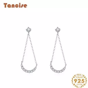 Танциз стерлингового серебра 925 пробы циркон серьги серьги-капли для женщин подарки на свадьбу серебряный