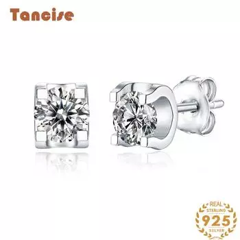 Танциз стерлингового серебра 925 пробы муассанит циркон серьги серьги-капли для женщин подарки на свадьбу 0.5CT серебряный