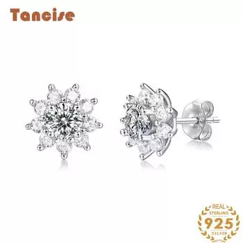Танциз стерлингового серебра 925 пробы муассанит циркон серьги серьги-капли для женщин подарки на свадьбу 0.5CT*2 серебряный