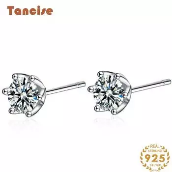 Танциз стерлингового серебра 925 пробы муассанит циркон серьги серьги-капли для женщин подарки на свадьбу 0.5CT серебряный