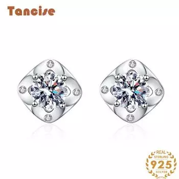 Танциз стерлингового серебра 925 пробы муассанит циркон серьги серьги-капли для женщин подарки на свадьбу 0.5CT серебряный