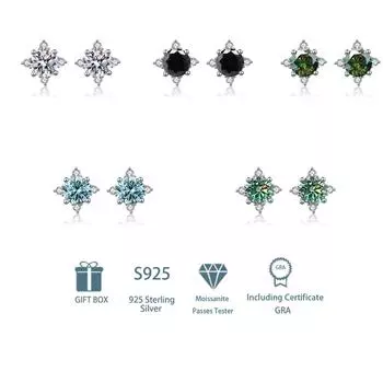 Танциз стерлингового серебра 925 пробы муассанит серьги серьги-капли для женщин подарки на свадьбу 0.5CT and 0.5CT белый